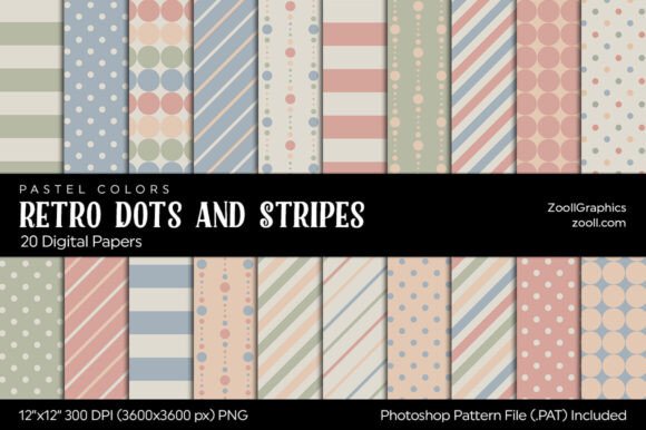 Download Retro Dots and Stripes Digital Papers - Dots Collection