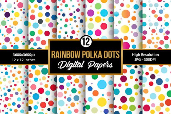 Download Rainbow Polka Dots Digital Paper Pattern - Dots Collection