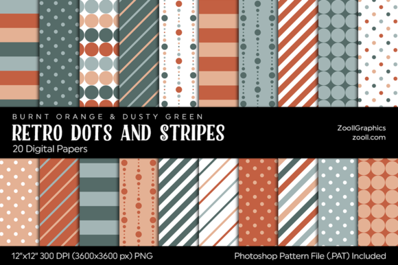 Download Retro Dots and Stripes Digital Papers - Dots Collection
