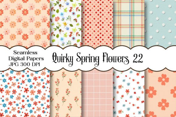 Download Quirky Spring Flowers Seamless Papers - Spring flowers Collection