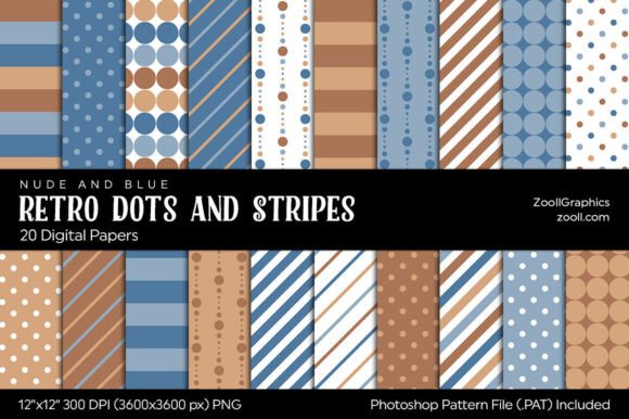 Download Retro Dots and Stripes Digital Papers - Dots Collection