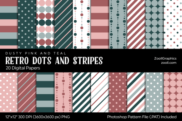 Download Retro Dots and Stripes Digital Papers - Dots Collection