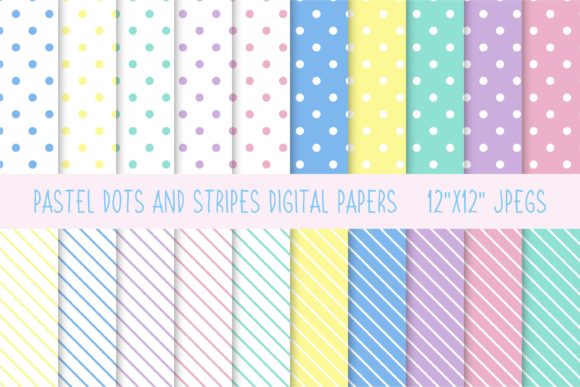 Download Pastel Dots and Stripes Digital Papers - Dots Collection