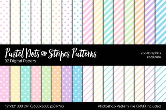 Download Pastel Dots and Stripes Digital Papers - Dots Collection