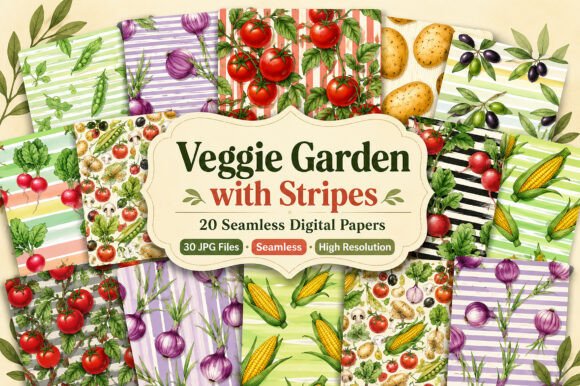 Download Veggie Garden with Stripes Pattern - Stripes pattern Collection