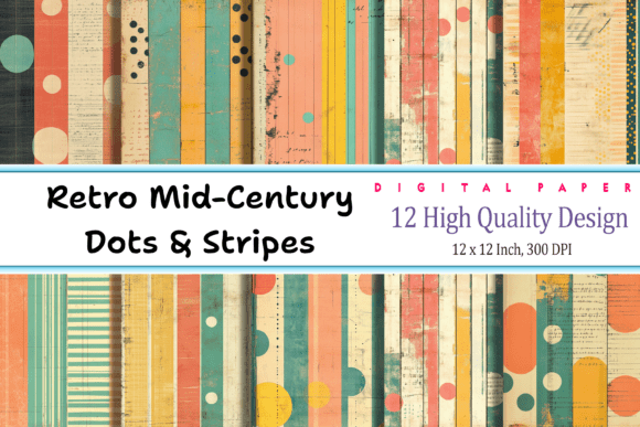 Download Retro Mid-Century Dots &amp; Stripes Journal - Dots Collection
